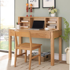 优木家具纯实木书桌1.2米橡木写字桌1.4米办公桌北欧简约胡桃木色 780元