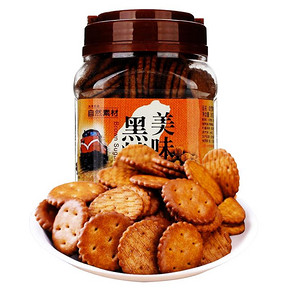 中国台湾进口 自然素材美味黑糖饼干365g/罐休闲早餐代餐焦糖饼干 33.9元