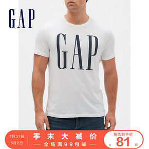 Gap男装纯棉圆领短袖T恤夏季499630 2020新款时尚LOGO宽松上衣男 *6件 246元（合41