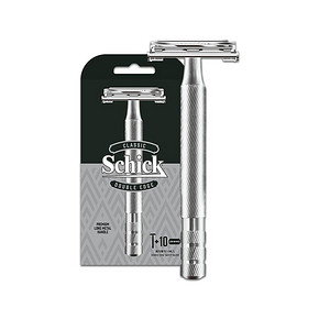 schick/舒适复古金属老式手动剃须刀男士防刮伤双面刮胡刀+10替刃 *5件 265元