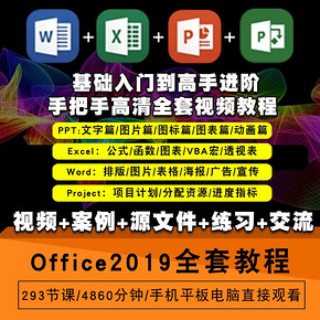 宝满 Office2019 视频教程 word/excel/ppt/project/vlookup 教学在线课程 1元