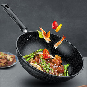 超值，抢！麦饭石无油烟不粘锅炒锅