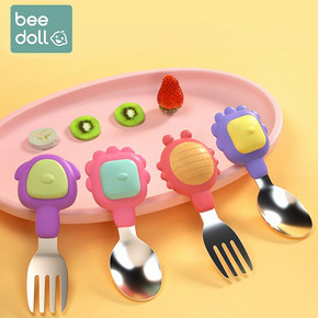 【beedoll】幼儿学吃饭训练短柄叉勺