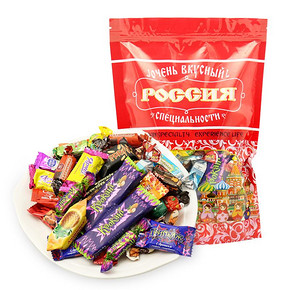 俄罗斯混糖紫皮糖巧克力夹心1斤装