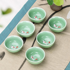 【可签到】梅子青彩鲤杯6件套
