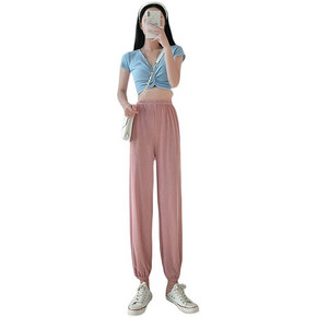 冰丝运动裤女夏季宽松束脚休闲卫裤