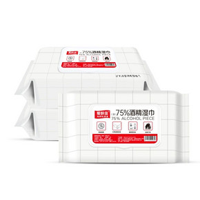 【爱肤佳】75%酒精湿巾80片×3包