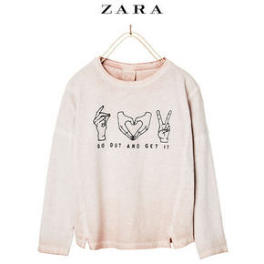 ZARA 童装刺绣与刷纹T恤 29元包邮