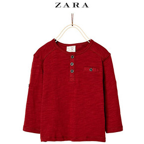 ZARA 童装纽扣小开领长袖T 恤 19元包邮