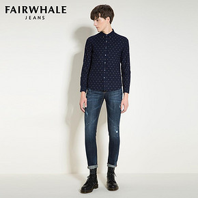 马克华菲 男士漆点猫须小脚牛仔裤 73元包邮(78-5券)